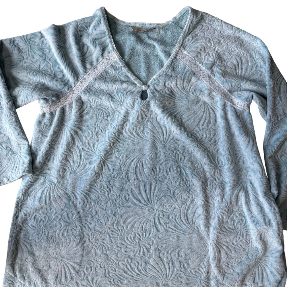 Soft Surroundings Floral Chenille House/Sleep Dress Size Med Maxi Length Pockets